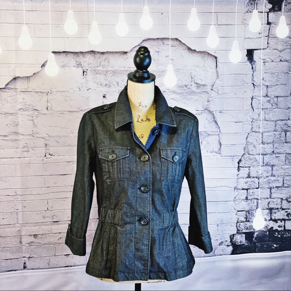 Larry Levine Stretch Denim Fitted Blazer NWOT